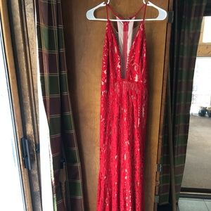 Stunning Red Lace Prom dress from Lulus.